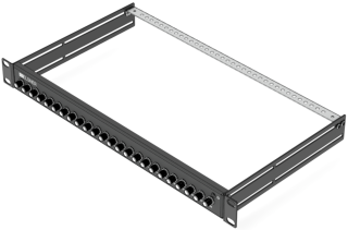 EPF 19 | 19-inch SAT patch panel with 17 mm pitch | 24 connections (1-24) | Installation depth 255 mm | Black RAL9005 |