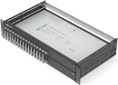 19-Zoll-SAT-Multischalter | 1 Satellit | Quattro LNB - Koaxial | Kabellängen 10 bis 50 m | 16 Ausgänge | Mit ÜSPSchutz | Nicht-Kaskadierend mit Patchfeld | Standardnetzteil | RAL9005 schwarz |
