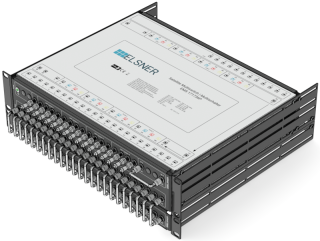 19-inch-SAT-Multiswitch | 4 Satellites | Quattro LNB - Coaxial | Cable lengths 10 to 50 m | 36 Outputs | With surge protection | Cascading with patch panel | Standard power supply unit | RAL9005 black |