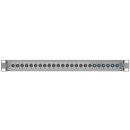 19-inch-SAT-Multiswitch | 1 Satellite | Quattro LNB - Coaxial | Cable lengths 50 to 100 m | 16 Outputs | With surge protection | Cascading | Standard power supply unit | RAL7035 light grey |