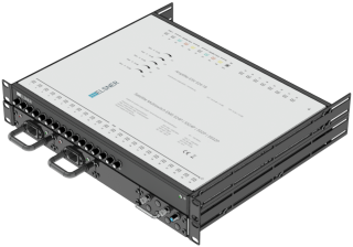19-Zoll-SAT-Multischalter | 1 Satellit | Quattro LNB - Koaxial | Kabellängen 50 bis 100 m | 16 Ausgänge | Mit ÜSPSchutz | Nicht-Kaskadierend | Redundantes Netzteil | RAL9005 schwarz |