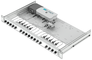 19-CATV-Amplifier-splitter-compact |  16 Outputs |  Input at the front | without patch panel | with 25 dB amplifier 105 dBµV cso / ctb | Light grey RAL 7035