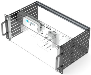 19-Zoll-CATV-Verstärker-Grundeinheit | 4 Ausgänge | Eingang hinten | mit Acrylglas Frontplatte | mit 25 dB Verstärker 105 dBµV cso/ctb | Schwarz RAL 9005