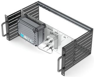 19-CATV-Amplifier basic unit |  4 Outputs |  Input at the rear | without acrylic glass front panel | with 40 dB with amplifier 11 dBµV cso / ctb | Black RAL 9005
