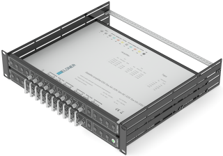 ESV502-AA-SW-PF | 19-Zoll-SAT-Verstärker-Verteiler 1 SAT | Quattro LNB - Koaxial | Kabellängen bis 100 m | 2 Ausgänge  | Ohne Überspannungsschutz | Anschlüsse nach hinten (mit Patchfeld)| Standardnetzteil | Schwarz RAL9005