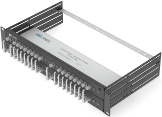 19-inch SAT amplifier splitter 1 SAT | Quattro LNB - Coaxial | Headend || Without overvoltage protection | With patch panel| Without power supply unit | Black RAL9005
