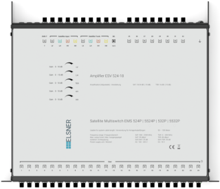 19-inch-SAT-Multiswitch 1 Satellite |Quattro LNB - Coaxial || Cable lengths 50 to 100 m | 24 Outputs | With surge protection | Cascading | Standard power supply unit | RAL9005 black